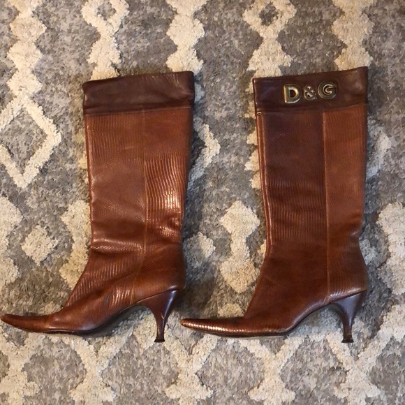 D&G Tall Brown Leather heeled boots - Picture 2 of 10